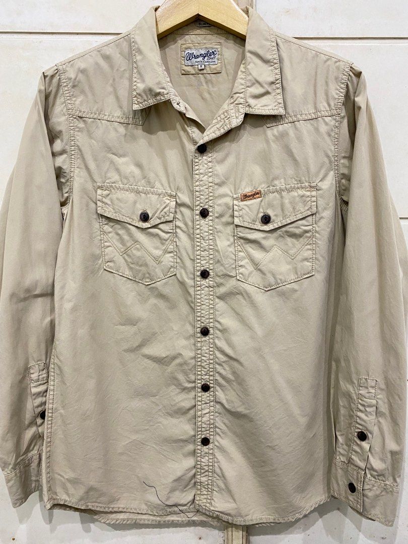 Wrangler Kemeja Panjang Nude Cream Bukan Zara Hnm Fesyen Pria