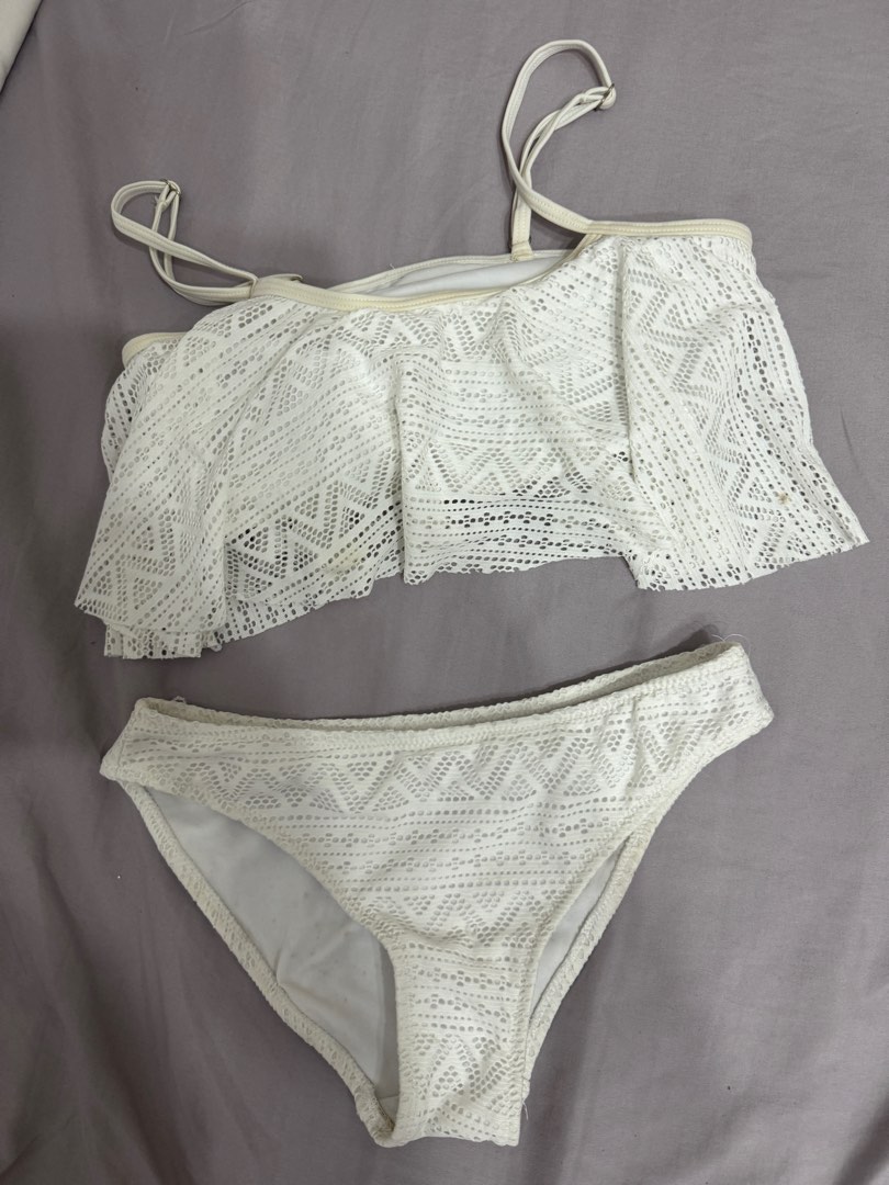 Lace White Bikini Women S Fashion Swimwear Bikinis Swimsuits On Carousell
