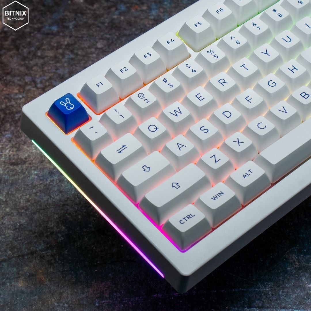 Akko B Plus Blue On White Fully Assembled Multi Mode Wireless Hot Swap Keyboard Computers