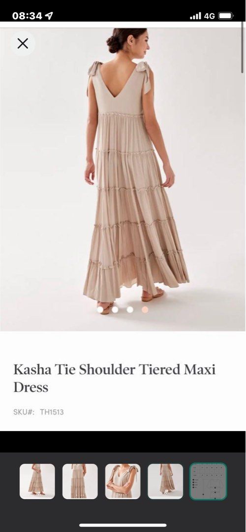 Lb Kasha Tie Shoulder Tiered Maxi Dress In Nude Women S Fashion Dresses Sets Dresses On