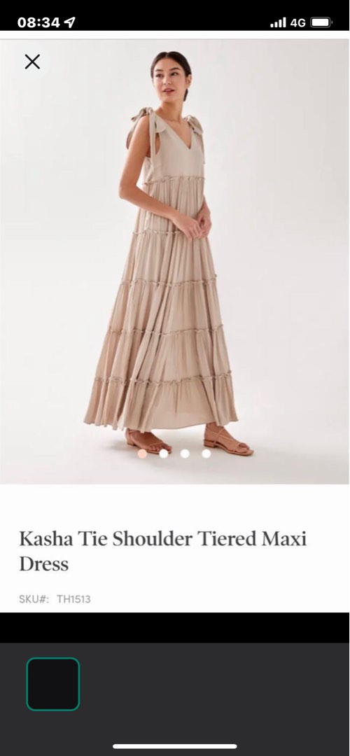 Lb Kasha Tie Shoulder Tiered Maxi Dress In Nude Women S Fashion Dresses Sets Dresses On