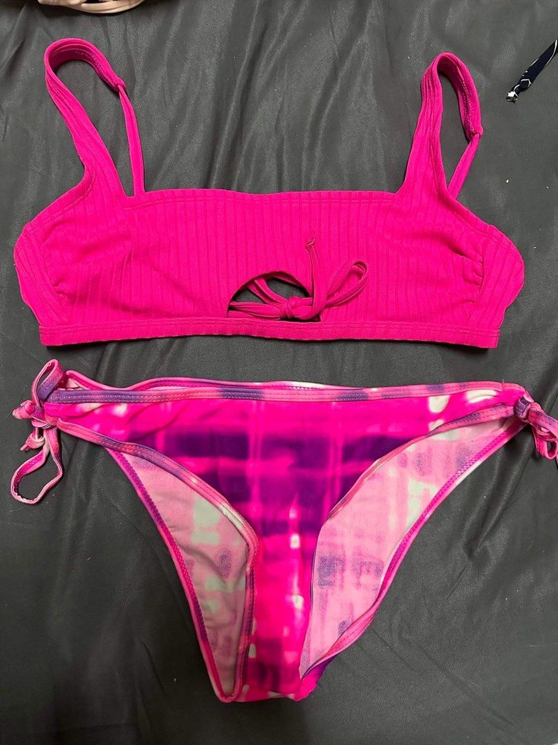 Neon Pink Bikini Top And Bottom Women S Fashion Swimwear Bikinis