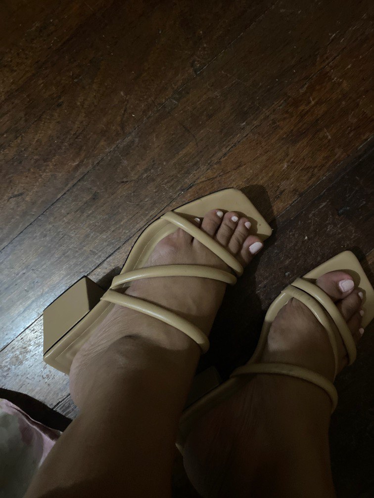 Nude Block Heels Women S Fashion Footwear Heels On Carousell