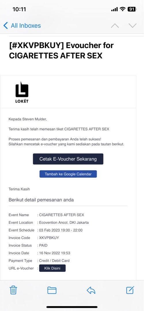 Tickets Cigarettes After Sex Jakarta Concert Tickets Vouchers