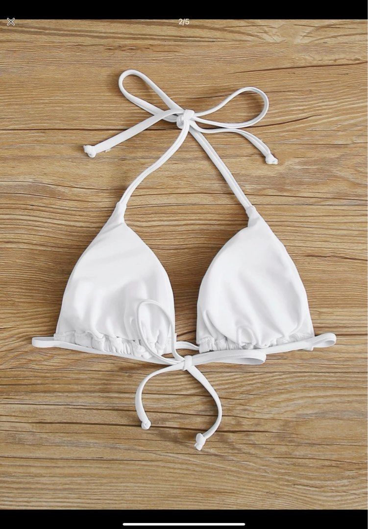 Shein Tie Back White Bikini Bra Top On Carousell