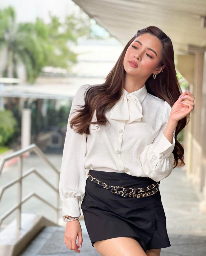 ZARA Satin Effect Pussy Bow Blouse With Pearl Buttons As Seen On Kim Chiu Women S Fashion