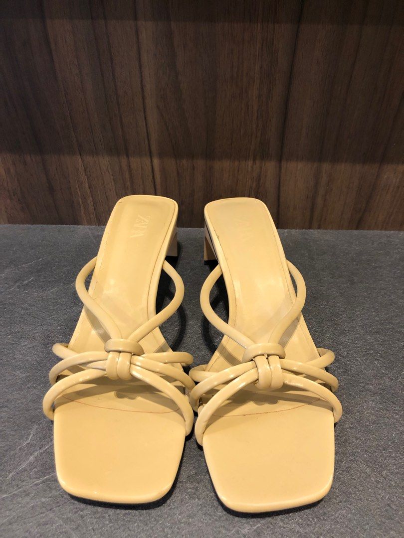 Zara Nude Block Heels Women S Fashion Footwear Heels On Carousell