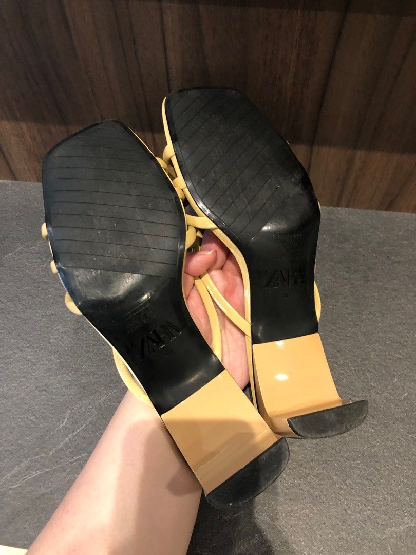 Zara Nude Block Heels Women S Fashion Footwear Heels On Carousell