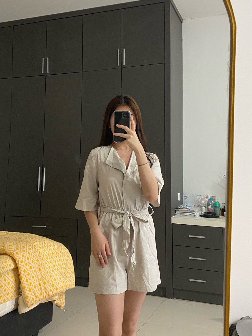 Nude Jumpsuit Cream Jumpsuit White Jumpsuit Fesyen Wanita Pakaian