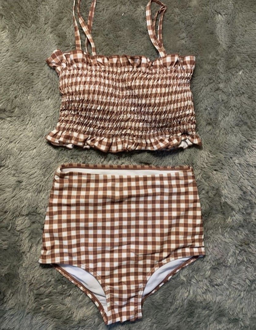 TWO PIECE BIKINI SWIMSUIT BIKINI 2 SET BAJU RENANG PANTAI CANTIK Fesyen Wanita Pakaian Wanita