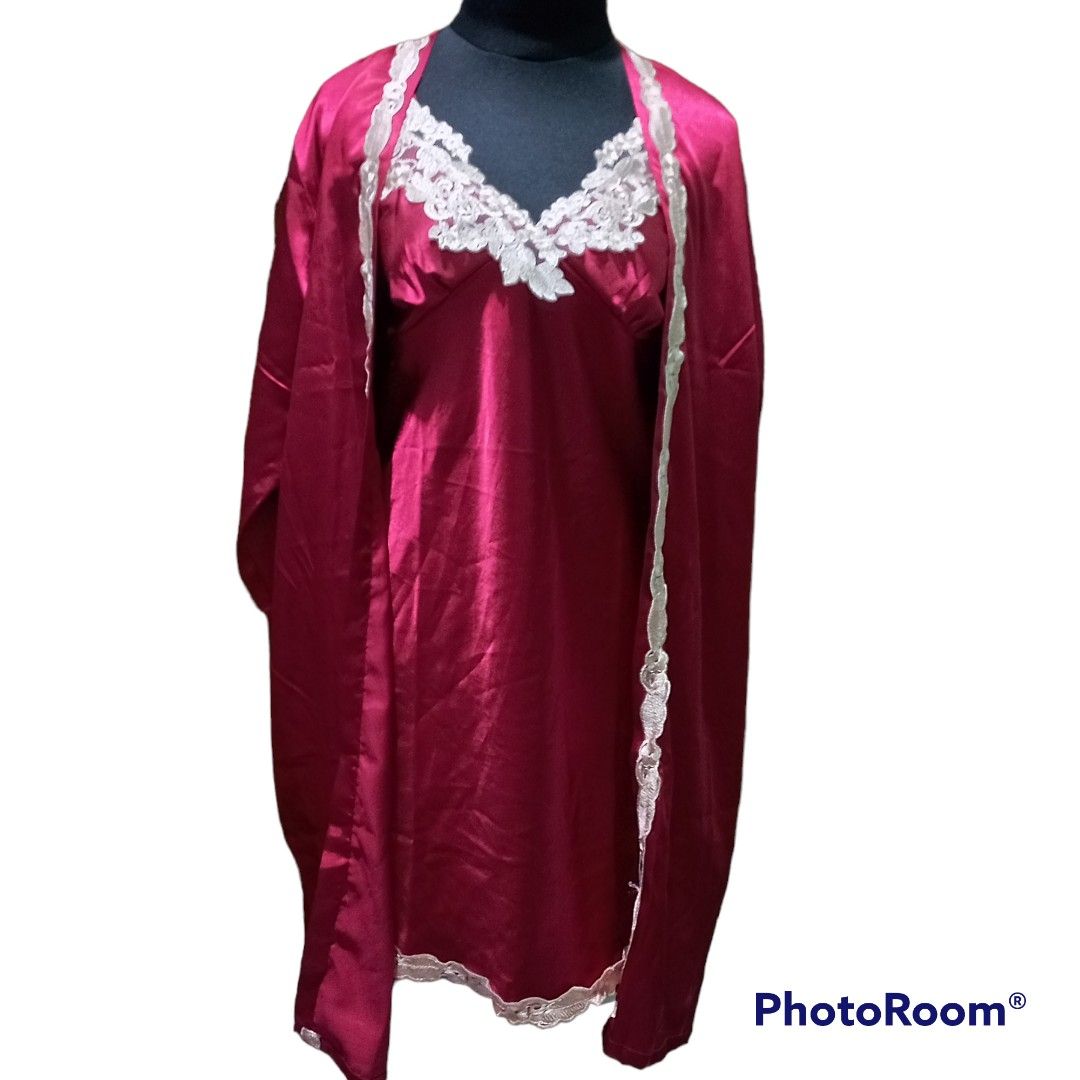 Rebecca Kimono Lingerie Set Bahan Satin Sleepwear Lingerie Fesyen