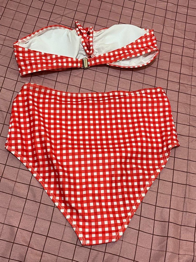 Checkered Bikini Tube Two Piece Swimsuit On Carousell