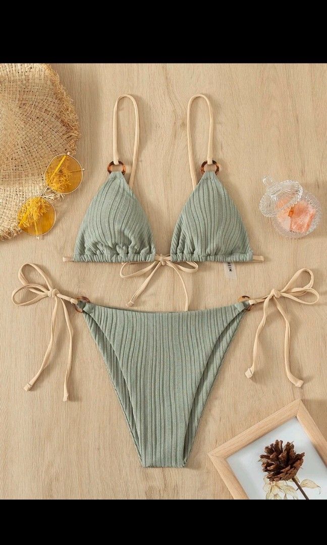 Ring Linked Triangle Tie Side Bikini Swimsuit On Carousell