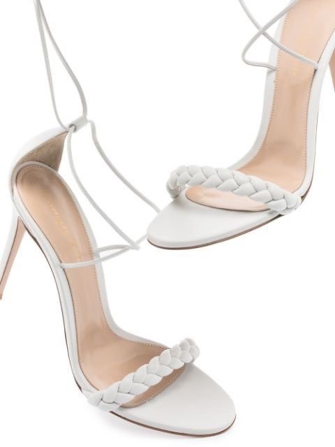 Sale Fioni Classic Nude Braided One Strap Strappy Tie Ribbon Heels