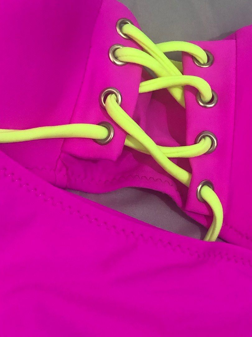 Medium Shein Neon Pink Yellow Bikini Set On Carousell
