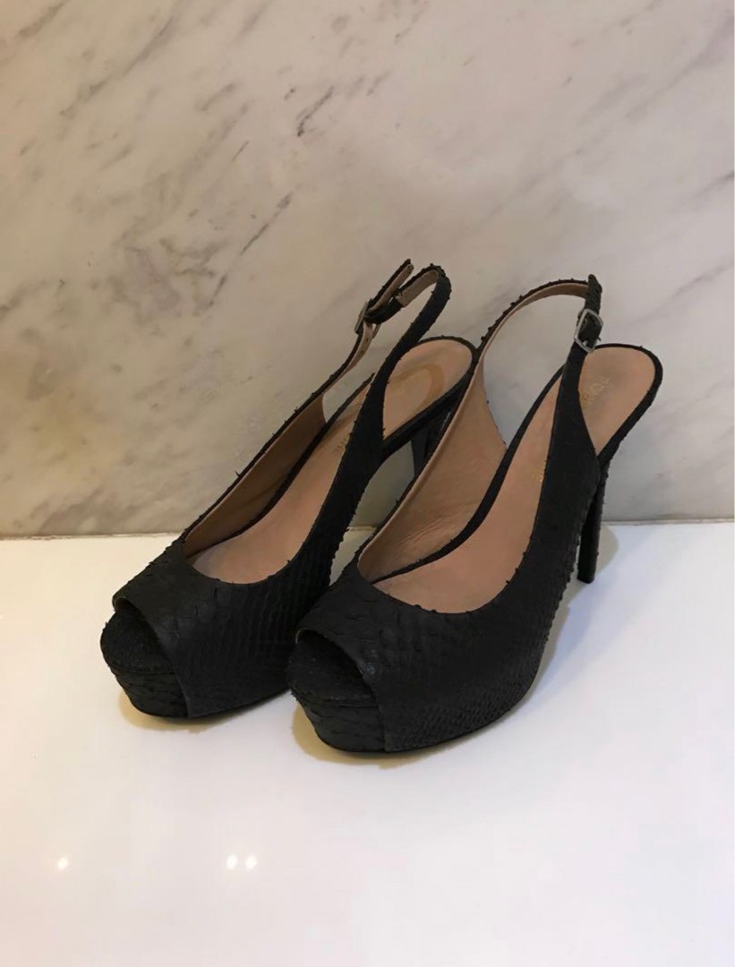 Black Sold And Nude Sling Back Heels On Carousell