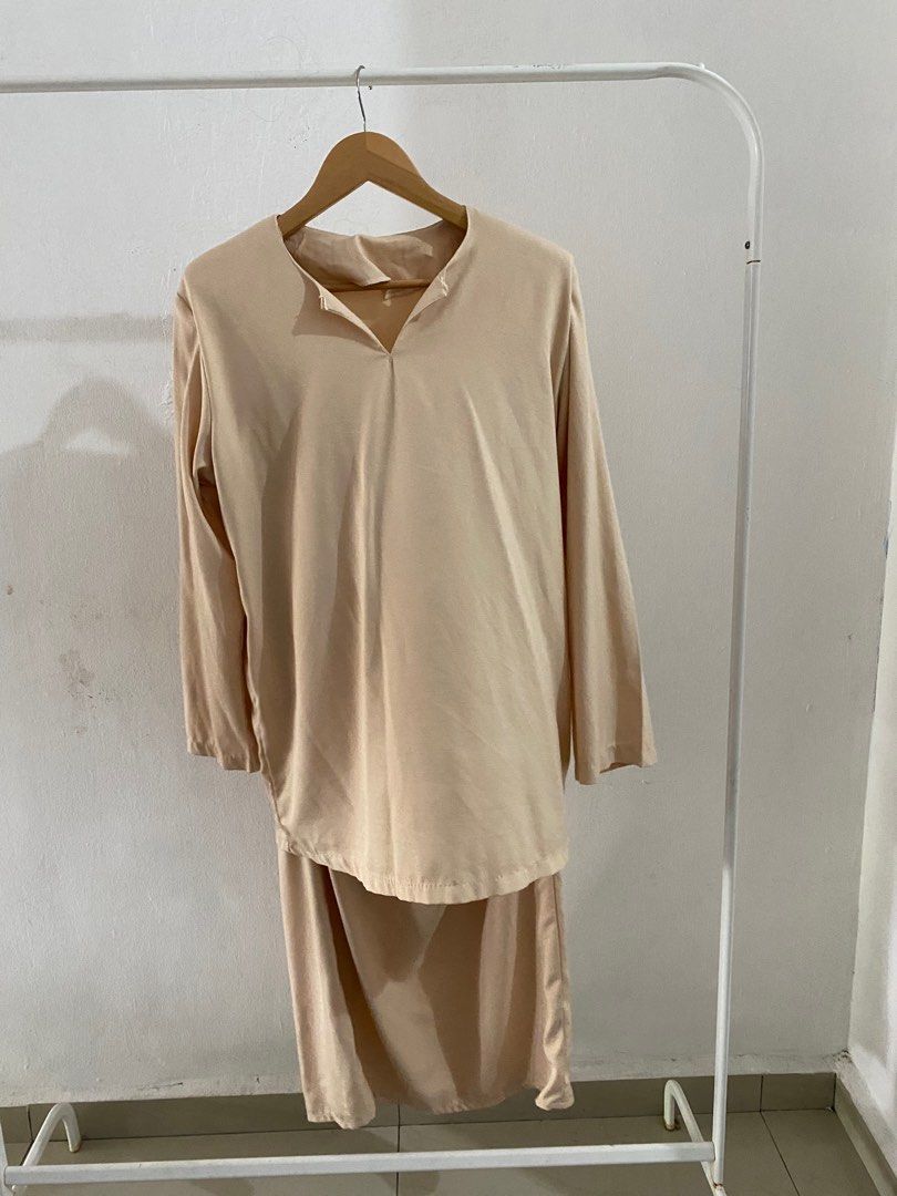 Baju Kurung Kedah Nude Brown Women S Fashion Muslimah Fashion Baju