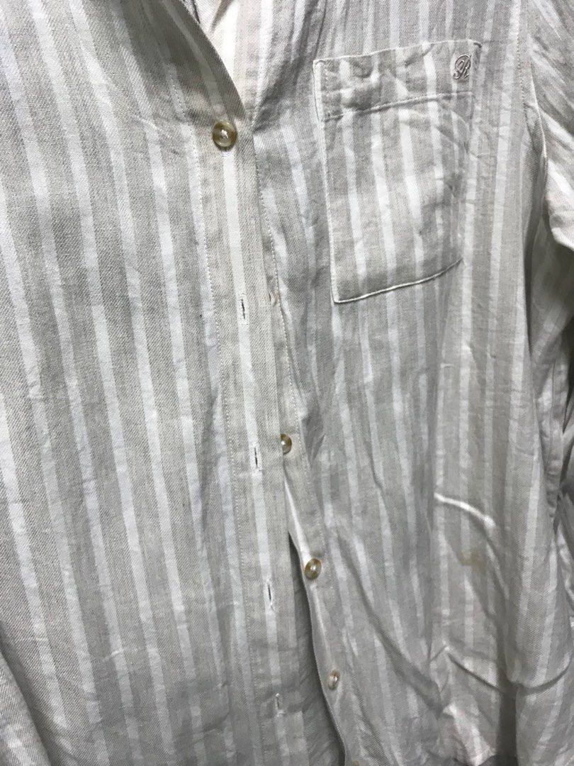 Rope Woman Kemeja Stripes Button Up Nude Women S Fashion Tops