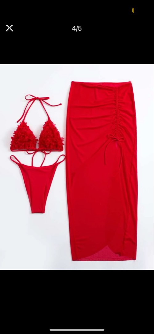 Shein Halter Triangle Bikini With Beach Skirt Women S Fashion
