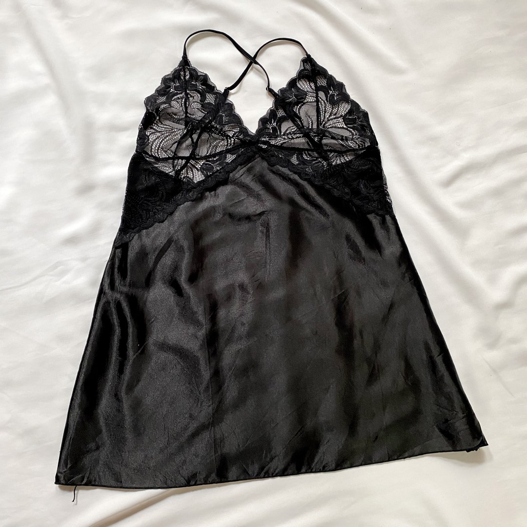 Lingerie Sleepwear Baju Tidur Lace Black Fesyen Wanita Pakaian Wanita