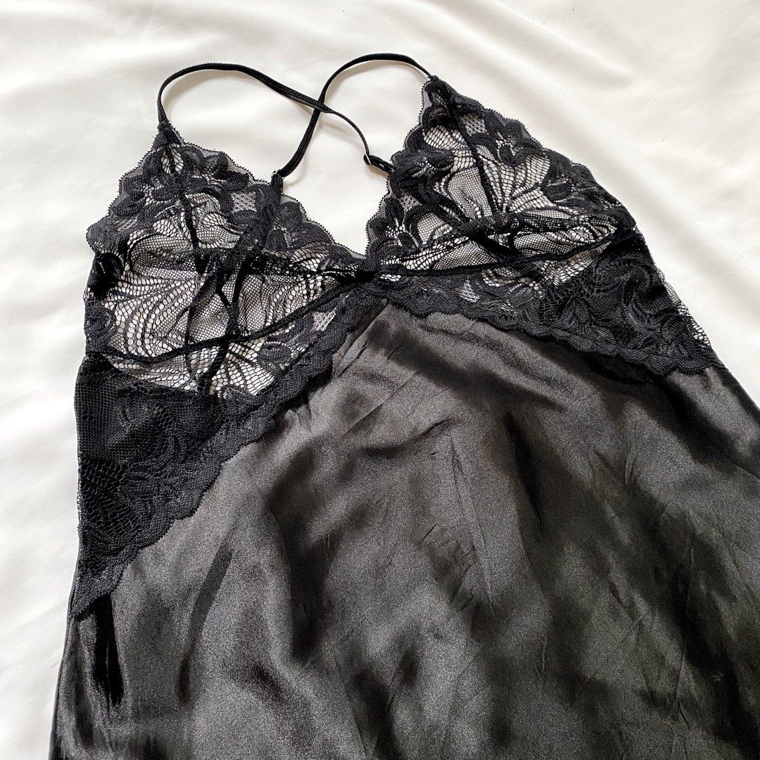 Lingerie Sleepwear Baju Tidur Lace Black Fesyen Wanita Pakaian Wanita