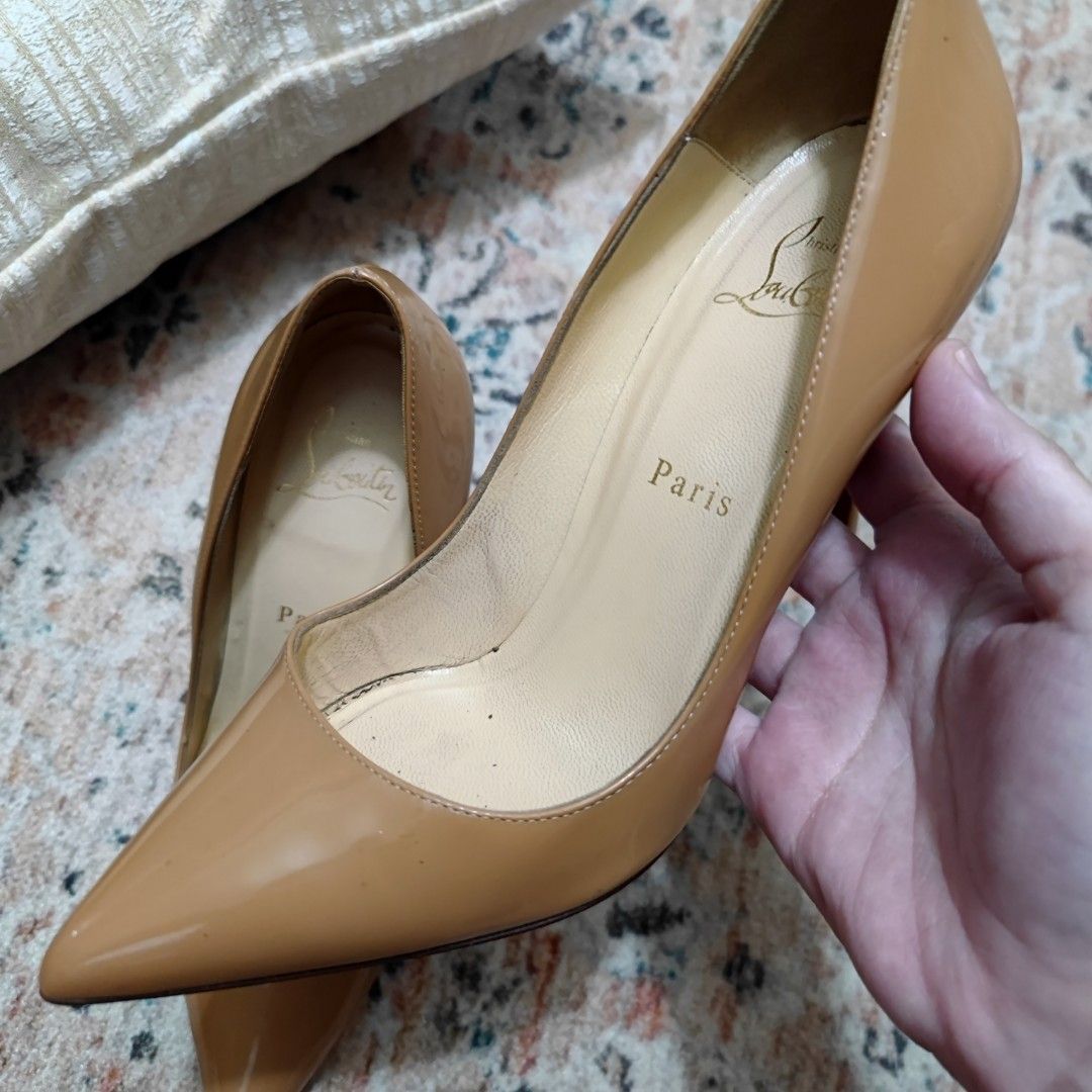 Christian Louboutin Kate Pumps Heels Nude Fesyen Wanita Sepatu Di