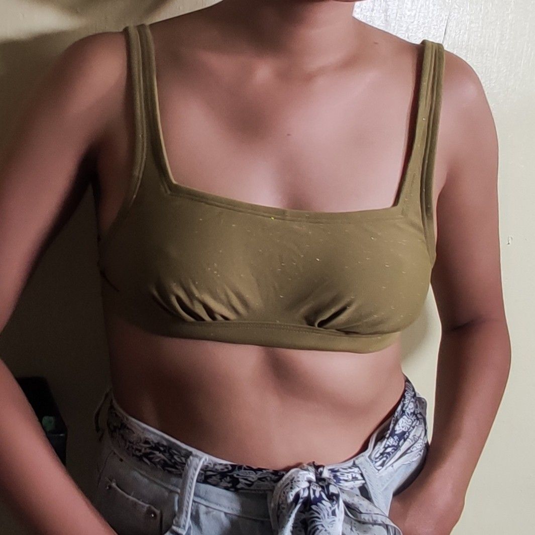 Glittered Olive Green Bikini Top On Carousell