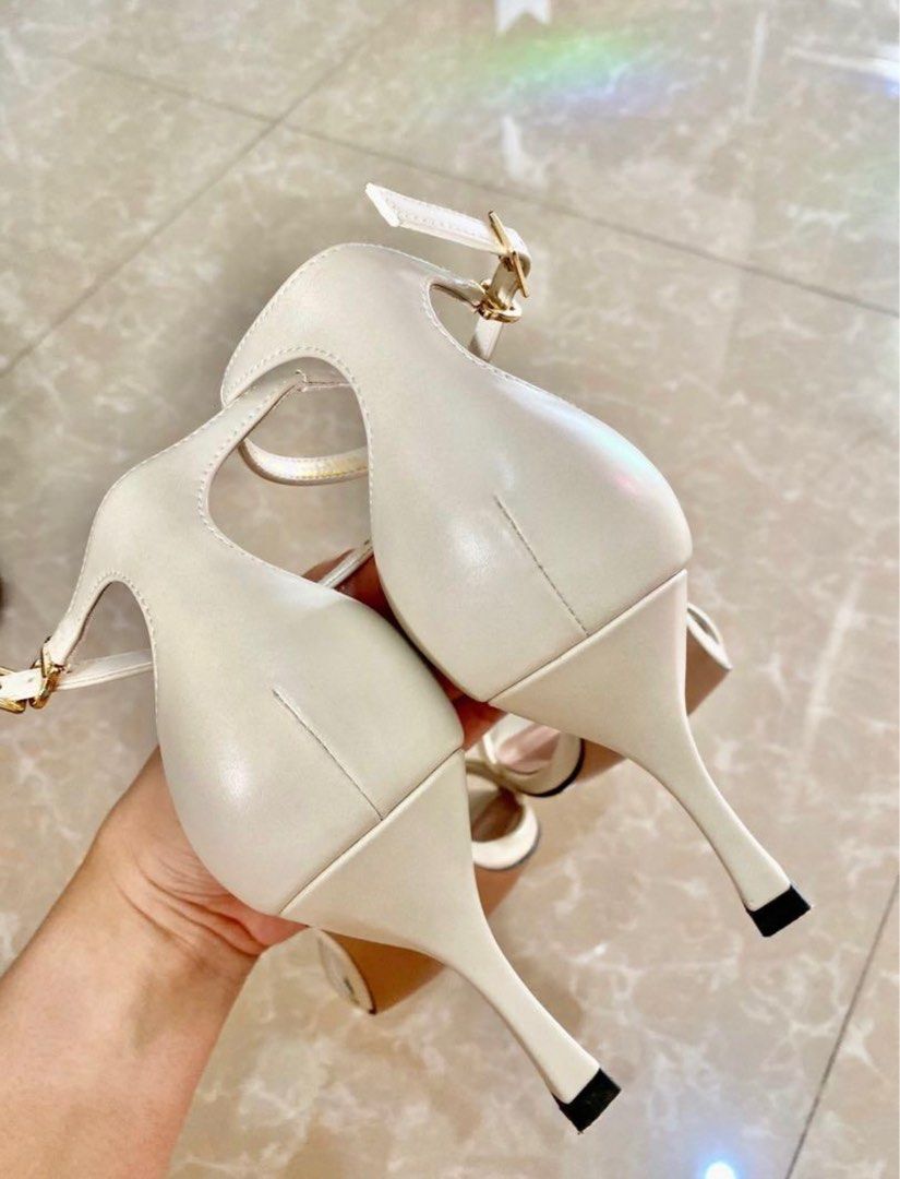 Charles And Keith Ankle Strap Open Toe Nude Heel Sandals On Carousell
