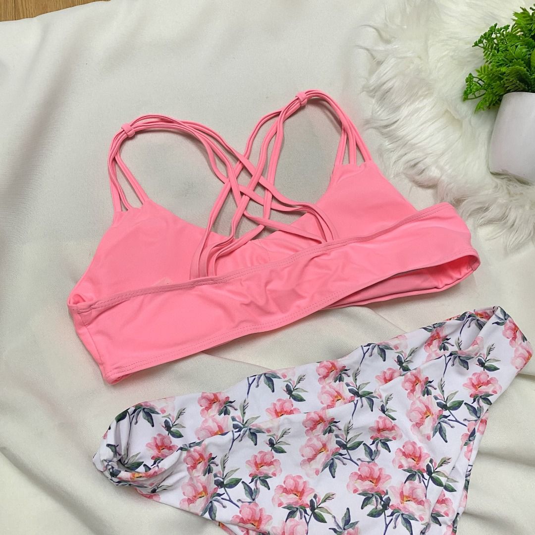Shein Light Pink Bikini Swimsuit Women S Fashion Swimwear Bikinis