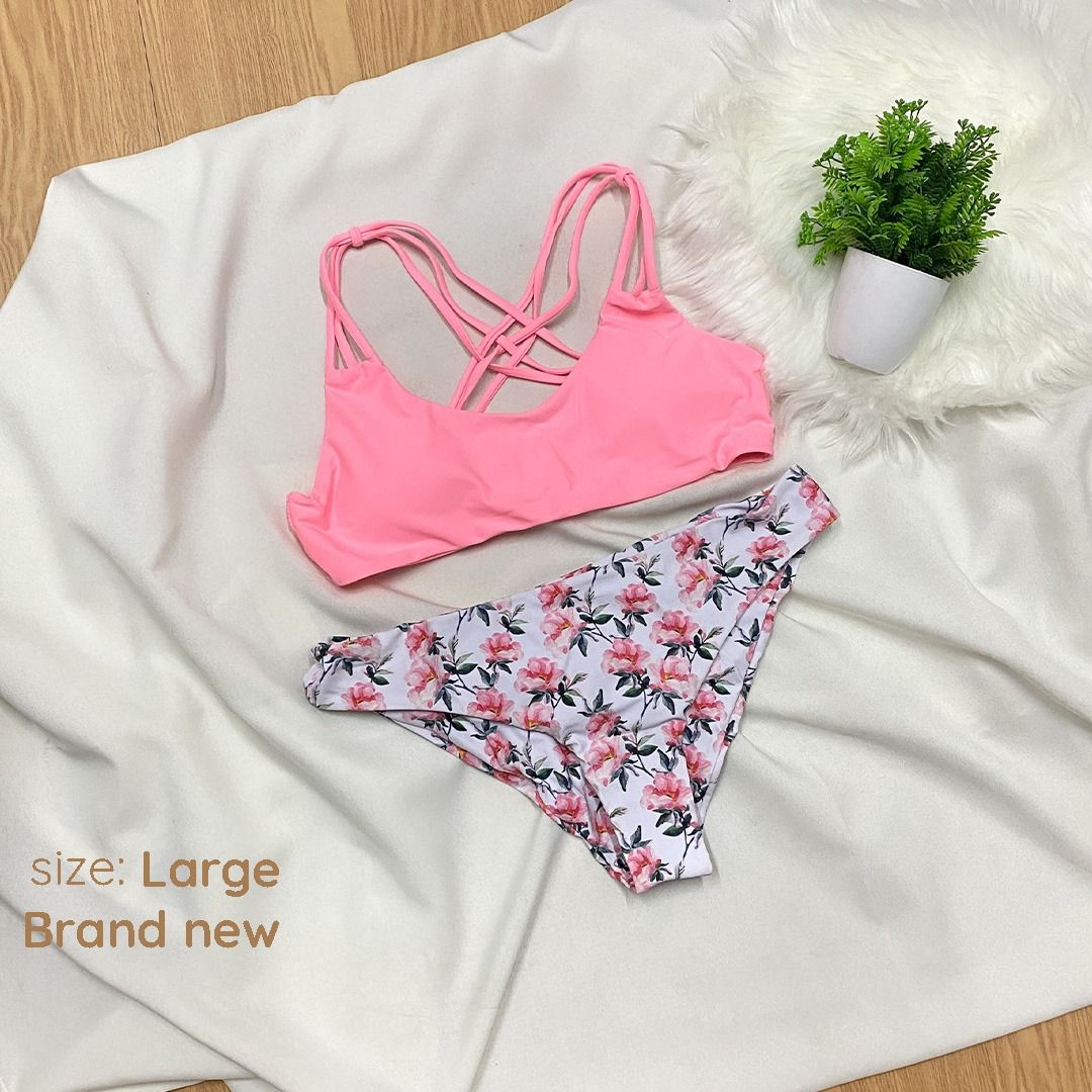 Shein Light Pink Bikini Swimsuit Women S Fashion Swimwear Bikinis