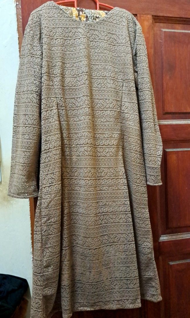 Baju Kurung Brukat Malika Nude Colour Women S Fashion Muslimah