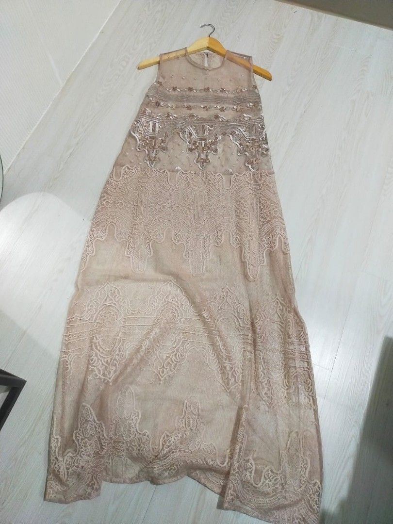 Nude Blush Etnik Maxi Tulle Tille Dress On Carousell