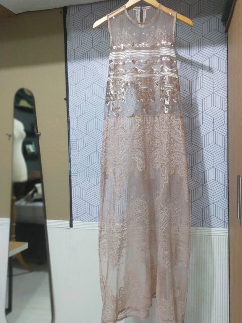 Nude Blush Etnik Maxi Tulle Tille Dress On Carousell