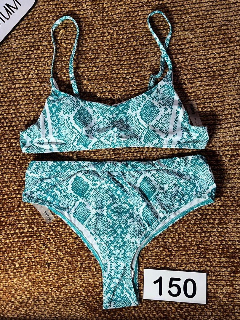 Green Snake Print Two Piece Bikini On Carousell