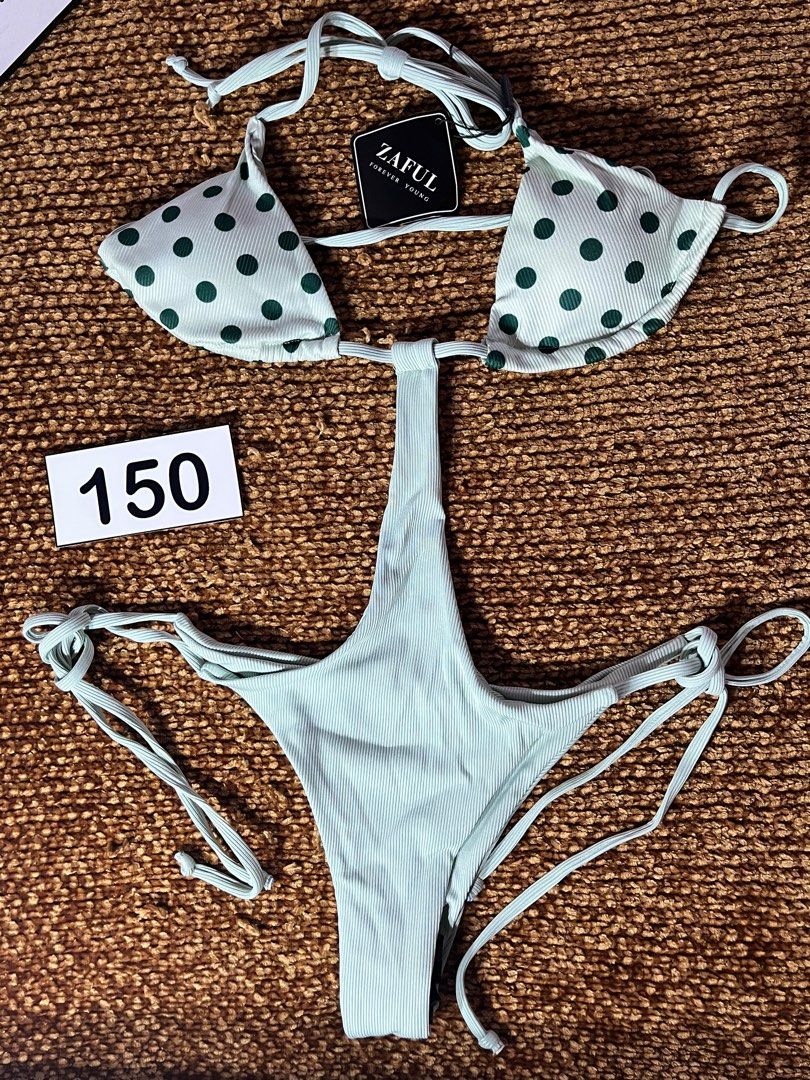 Mint Green One Piece Bikini Self Tie Style On Carousell