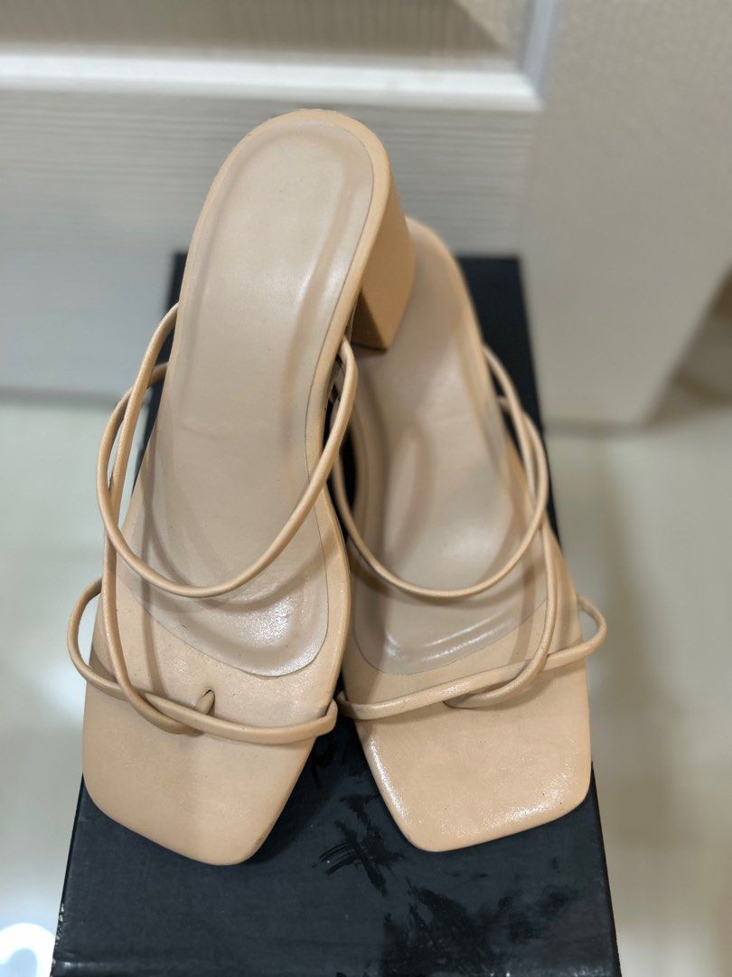 Nude Block Heels Women S Fashion Footwear Heels On Carousell