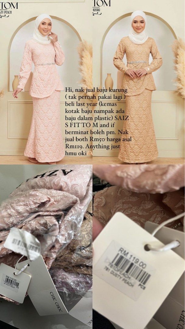 Baju Kurung Nude And Pink Women S Fashion Dresses Sets Dresses On