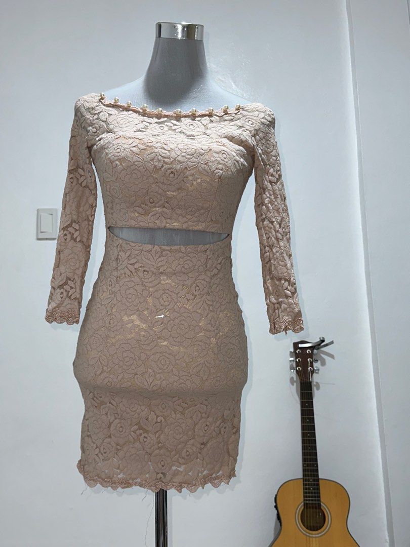 Lacey Nude Dress On Carousell