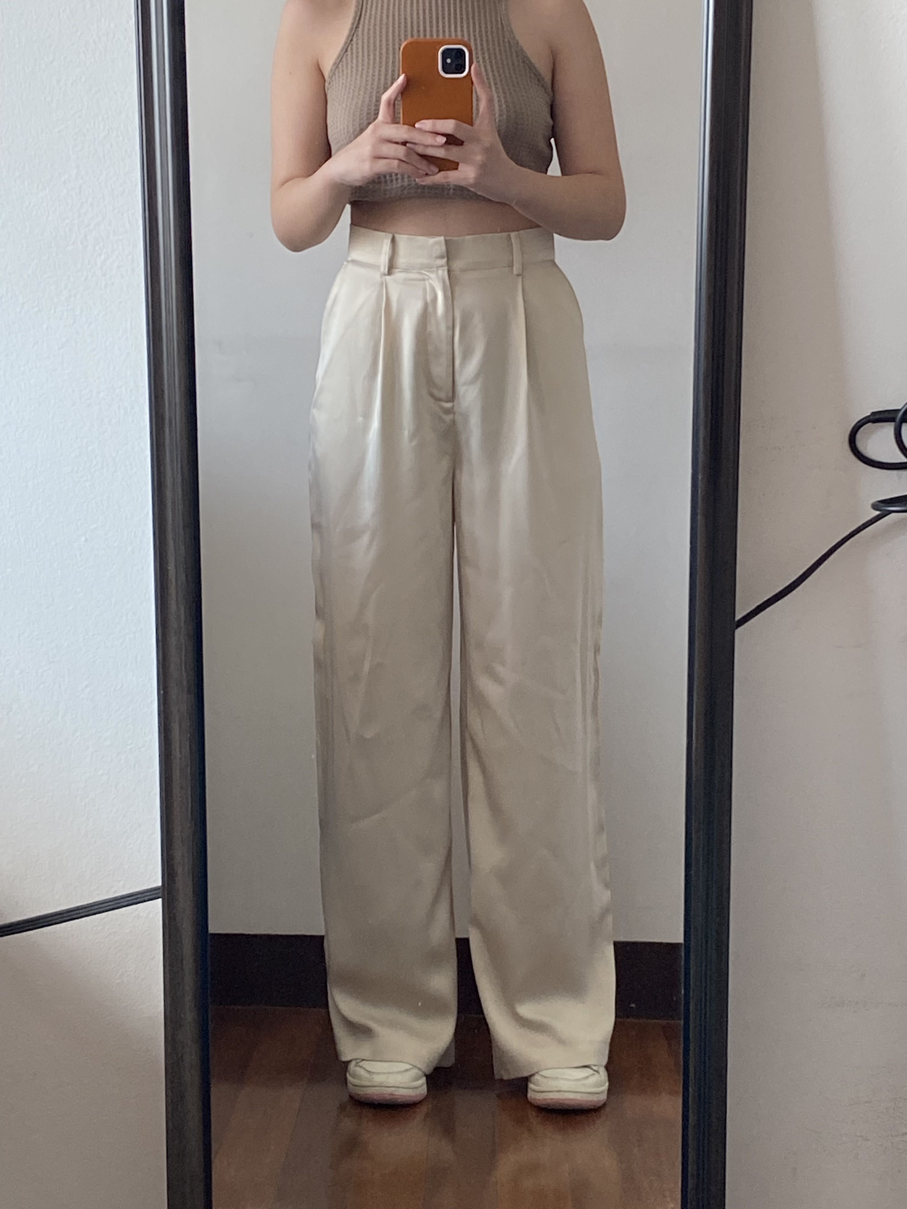 Silk Cream Nude Trouser Pants Women S Fashion Bottoms Other Bottoms