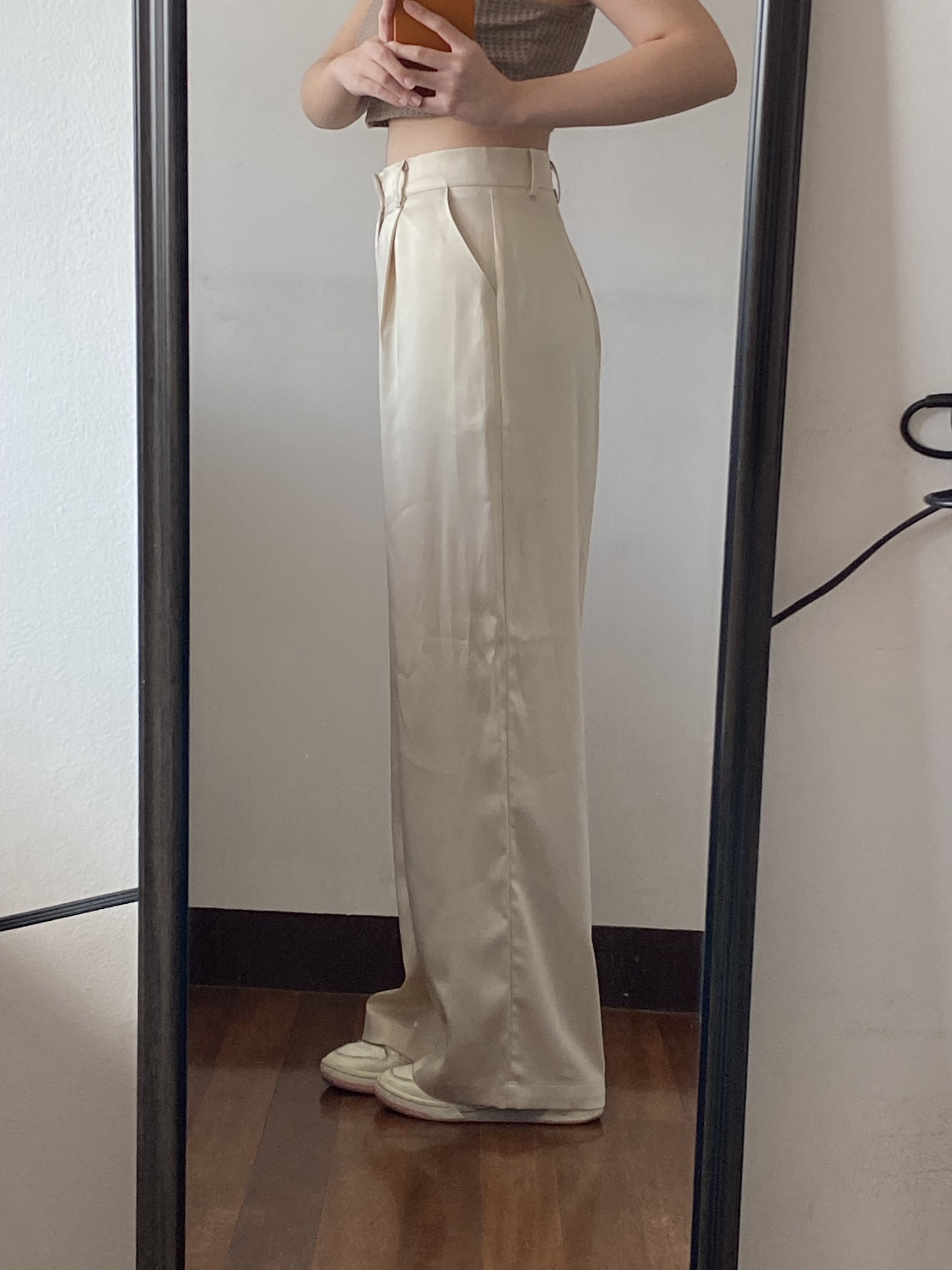 Silk Cream Nude Trouser Pants Women S Fashion Bottoms Other Bottoms
