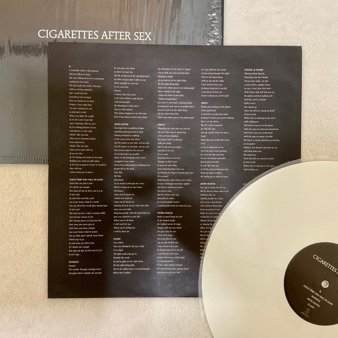 On Hand Cigarettes After Sex Cigarettes After Sex White Vinyl Lp