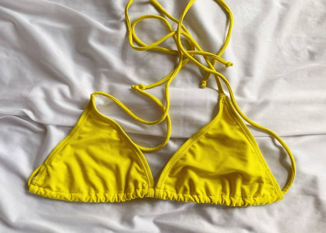 Coco Cabaña Yellow Triangle Bikini Top Women s Fashion Swimwear