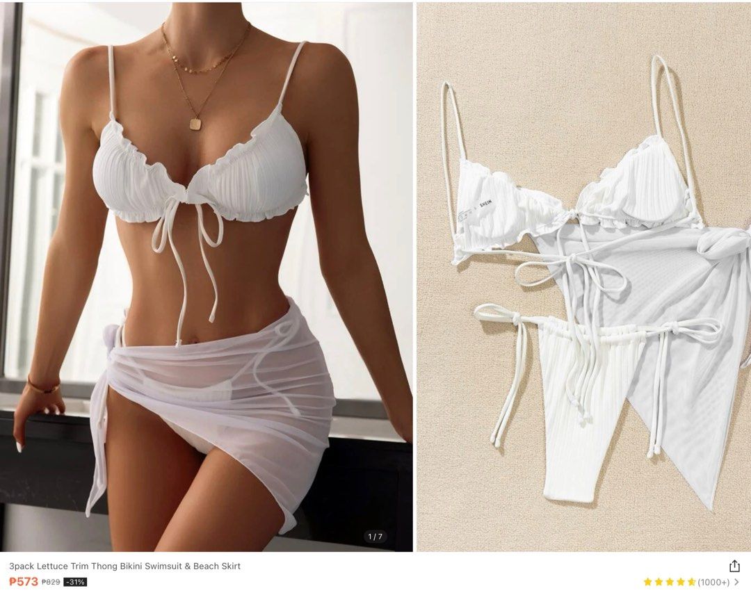 Lettuce Trim Thong Bikini Women S Fashion Swimwear Bikinis