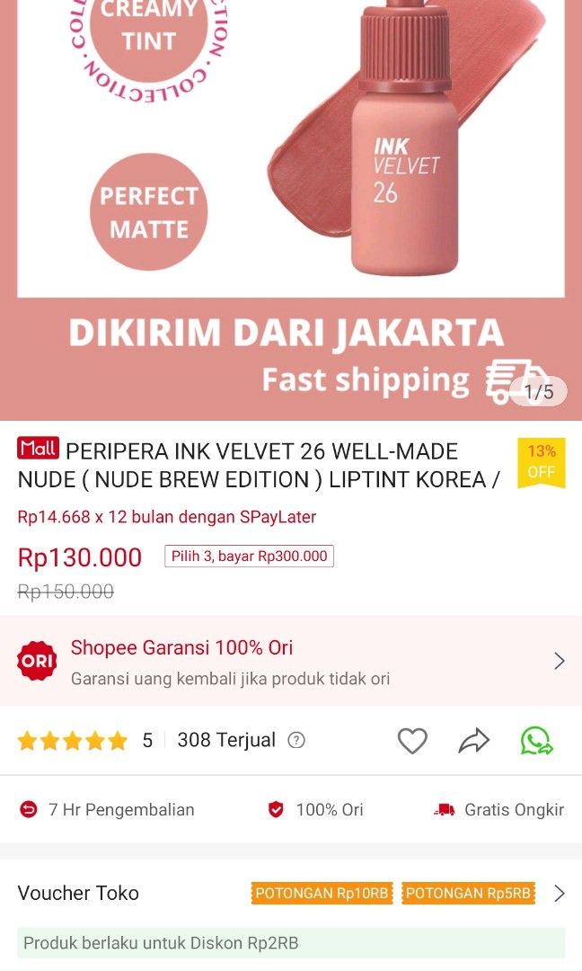 Peripera Ink Velvet Well Made Nude Nude Brew Edition Kesehatan