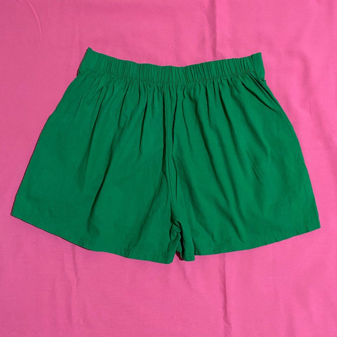 Green Linen Polo And Shorts Coordinates Women S Fashion Tops Shirts On Carousell