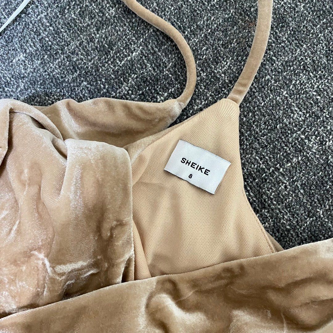 New Sheike Nude Velvet Wrap Dress Fesyen Wanita Pakaian Wanita Gaun