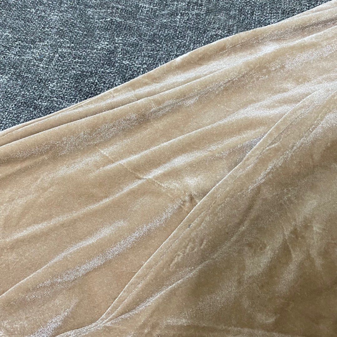New Sheike Nude Velvet Wrap Dress Fesyen Wanita Pakaian Wanita Gaun