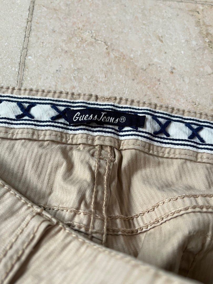 Guess Nude Khaki Beige Denim Pants Slim Fesyen Wanita Pakaian Wanita