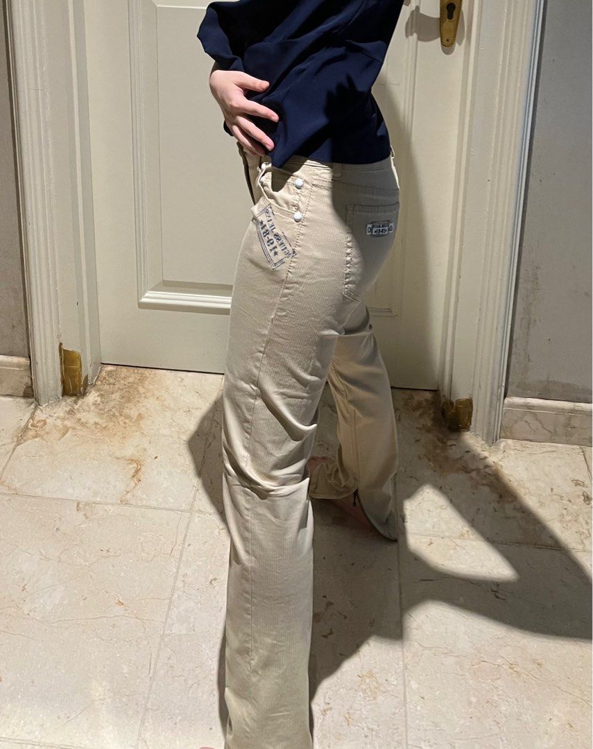 Guess Nude Khaki Beige Denim Pants Slim Fesyen Wanita Pakaian Wanita
