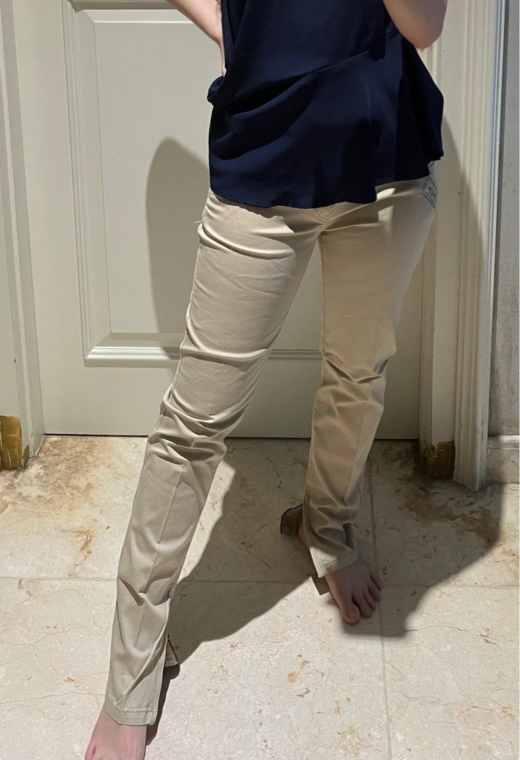 Guess Nude Khaki Beige Denim Pants Slim Fesyen Wanita Pakaian Wanita